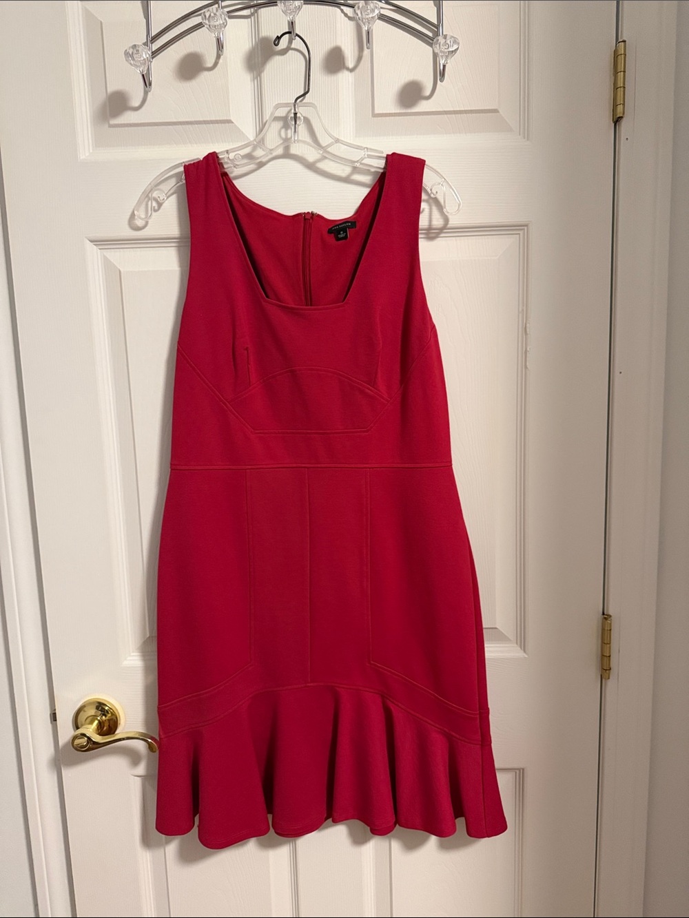 Ann Taylor Hot Pink Sleeveless Ruffle-Hem Dress